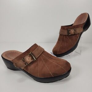 Fly Flot Womens Mule Brown Suede Wedge Comfort Shoes Italy Size EU 39- US 8.5-9?